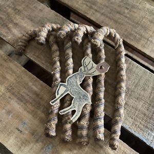 5 Primitive Christmas Candy Canes Reindeer Tag Blue