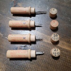 Vintage Boye Sewing Machine Needles In Wooden Tubes S 4 6 26 27