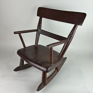 Antique Wooden Toddler Kids Children S Rocking Arm Chair Farmhouse Vintage