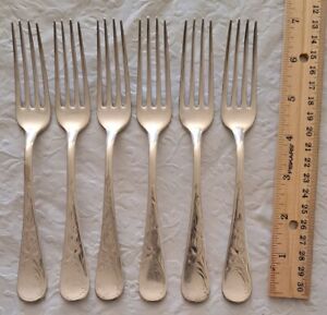 Lot 6 Towle Silverplate Forks Lily Flower Pattern Antique H26