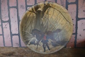 Antique 19th C Kitchen Dough Wood Bowl Early Folk Art Oil Painting 12 75 In Dia