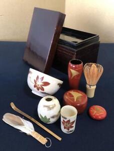 Chabako Wooden Storage Basket Box Tea Ceremony Utensils Sets T 0153