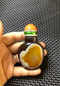 Chinese Antique Natural Silk Wrapped Agate Snuff Bottle
