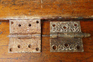 2 Antique Vintage Old Cast Iron Ornate Door Hinges 3 1 2 X 3 1 2 Mix Match