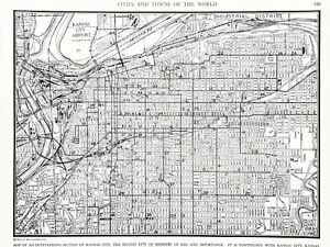 Vintage Map 1939 Kansas City Missouri Downtown Industrial District Kansas City