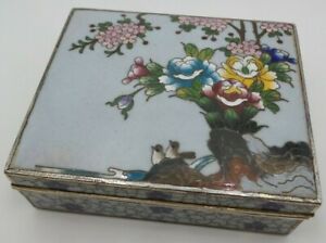Beautiful Decorative Vintage Inaba Japan Cloisonne Enamel Box W Birds Flowers