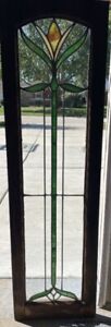 1 Antique Stained Leaded Glass Cabinet Door Window Circa 1900