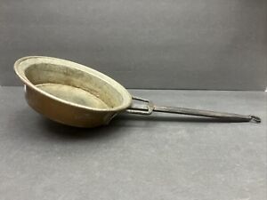 Antique Primitive Large Copper Pan With Wrought Iron Handle