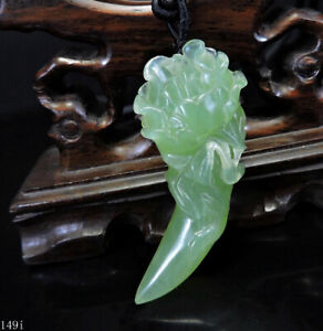 100 Natural Hand Carved Jade Pendant Jadeite Necklace Teeth Flower G149i