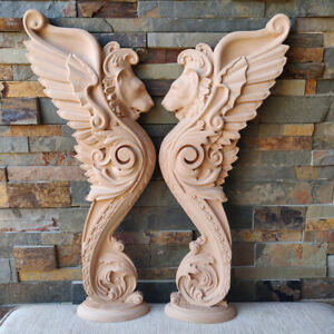 Hand Carved Wooden Gothic Griffin Corbels Statue For Wall Staircase Newel Post