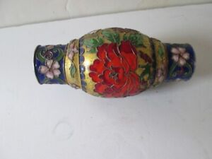 Antique Chinese Red Blue Green Flower Floral Cloisonne Enamel Lamp Shade 