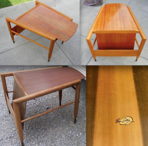2 Brown Saltman Wedge Table Set John Keal Mid Century Modern Eames Danish Modern