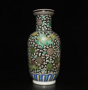 40cm Kangxi Signed Old Antique Chinese Famille Rose Vase W Kylin