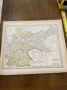 Beautiful Antique 1891 Map Of Germany 13x11 Inches