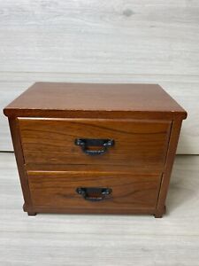 Japanese Wooden Small Tansu Chest Drawer Cabinet Box With Two Drawers