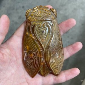 Chinese Old Jade Collection Red Mountain Culture Jade Stone Jade Cicada Pendant