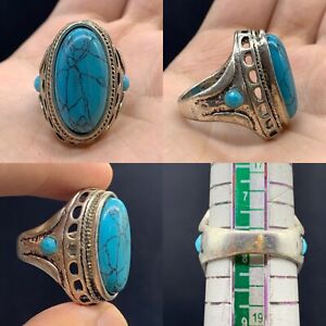 Unique Lovely Ancient Greek Roman Restored Torquise Vintage Ring