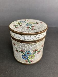 Antique Chinese Cloisonn Bronze Decorated Box With Lid