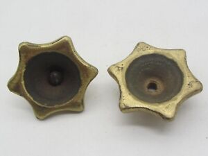 2 Vtg Solid Brass Faucet Sink Tub Hot Cold Water Knobs Handles 2 11 16 Diameter