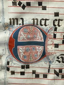 Antique Authentic Medieval Catholic Latin Sheet Music On Vellum Double Sided