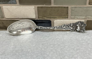 Hot Springs Arkansas Sterling Silver Souvenir Spoon 5 With Floral Handle