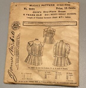 1900s Antique Mccall Pattern No 9531 Child S Dress For 6 Y O Complete