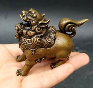 Brass Pi Xiu Statue Incense Burner Holder Mythical Wild Animal Beast Table Deco