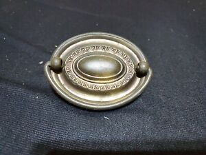 Drawer 1900s Oval Drop Bail Pull Handle Aged Dark Brass 2 1 2 Centers Antique