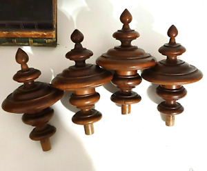 4 Tall Antique Wood Finials Wooden Antique French Post Toppers Furniture 6 61 