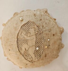 Antique Lace Pin Cushion Cutwork Linen Lace Early 1900 S