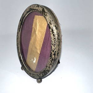Antique Vintage Sterling Silver 152 Small Oval Picture Frame With Glass 3 X4 