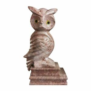 Sculpture Table Owl Graduated Marble Pink Marble Owl Sculpture H25cm