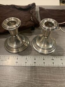 Pair Of Weighted Gorham Puritan Sterling Silver 3 5 Candlestick Holders 948