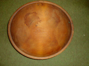 Antique Vintage Large Wood Bowl 14 X 15 X 6 Ec