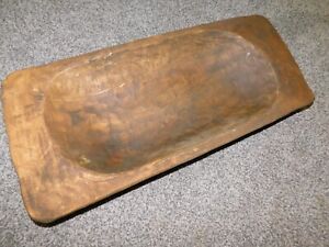 Carved Wooden Dough Bowl Primitive Wood Tray Trencher Rustic Home Decor 25 