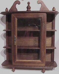 Vintage Antique Style 17 Wooden 3 Shelf Knick Knack Wall Hanging Display Case