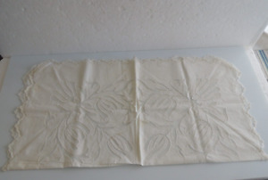 Vintage Linen Tablecloth Lace White Embroidery Cutwork Hand Made 28 X30 French