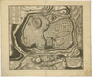 Antique Town Plan Of Jerusalem 1708 