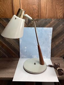 Rare Mcm Vintage Gerald Thurston Lightolier Cream Desk Table Nightstand Lamp