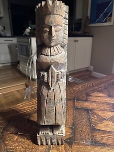 Antique Wooden Hand Carved Indian Tribal Man Musician Putali Statue Sculpture