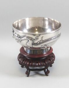Wing Nam Hong Kong Chinese Export Silver 7 Bowl Applied Dragon Sterling 14 Ozt