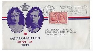 Canada 1937 3c Coronation Fdc With Scarcer Cachet And Vancouver Flag Slogan