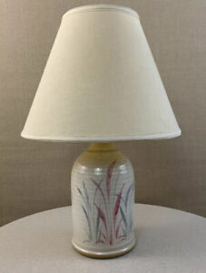 Vintage Mid Century 1980s Modern Floral Craft Clay California Pottery Lamp