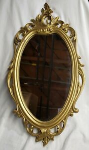 Vintage French Country Rococo Syroco Gold Wall Mantle Mirror Made In Usa 222