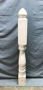 Antique White Hardwood Oak Acorn Top Turned Newel Post 5x44 Vtg 1229 23b