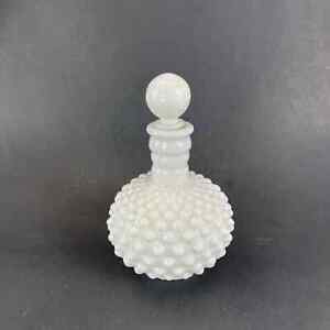 Vintage Hobnail Milk Glass Perfume Cologne Bottle With Stopper