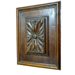 Rosette Flower Wood Carving Panel 12 8 In Antique French Architectural Salvage