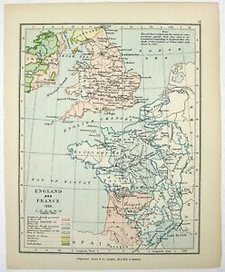 Vintage Longmans Map Of England France In The Year 1259
