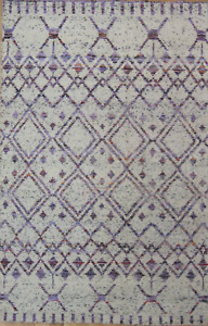 Gorgeous Diamond Violet Handmade Hand Knotted Sari Silk 4 X 6 Rug