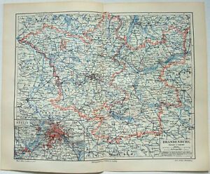 Brandenburg Germany Original 1905 Map By Meyers Antique